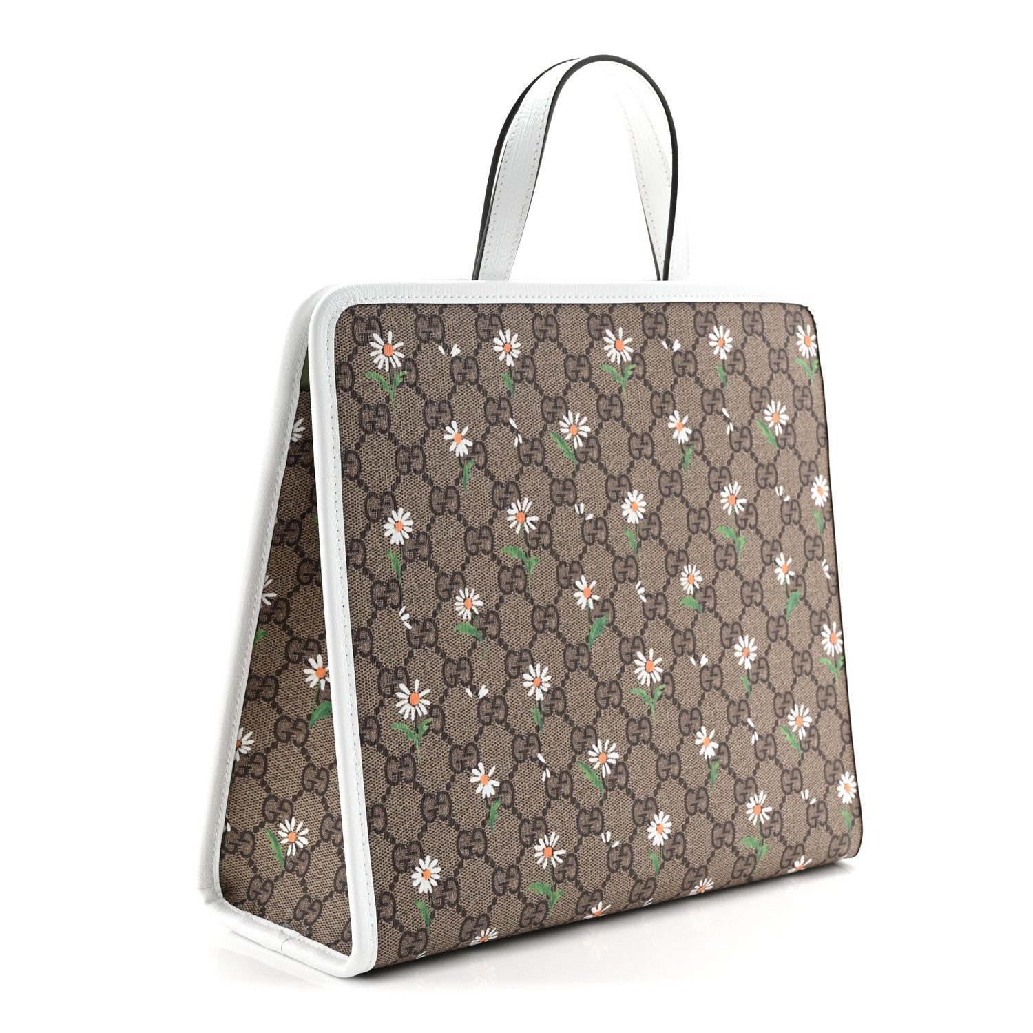 Gucci GG Supreme Monogram Daisies Childrens Tote Beige Ebony Great White 3 of 10