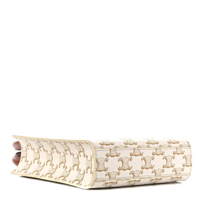 Celine Triomphe Canvas Calfskin Mini Vertical Cabas White 4 of 10