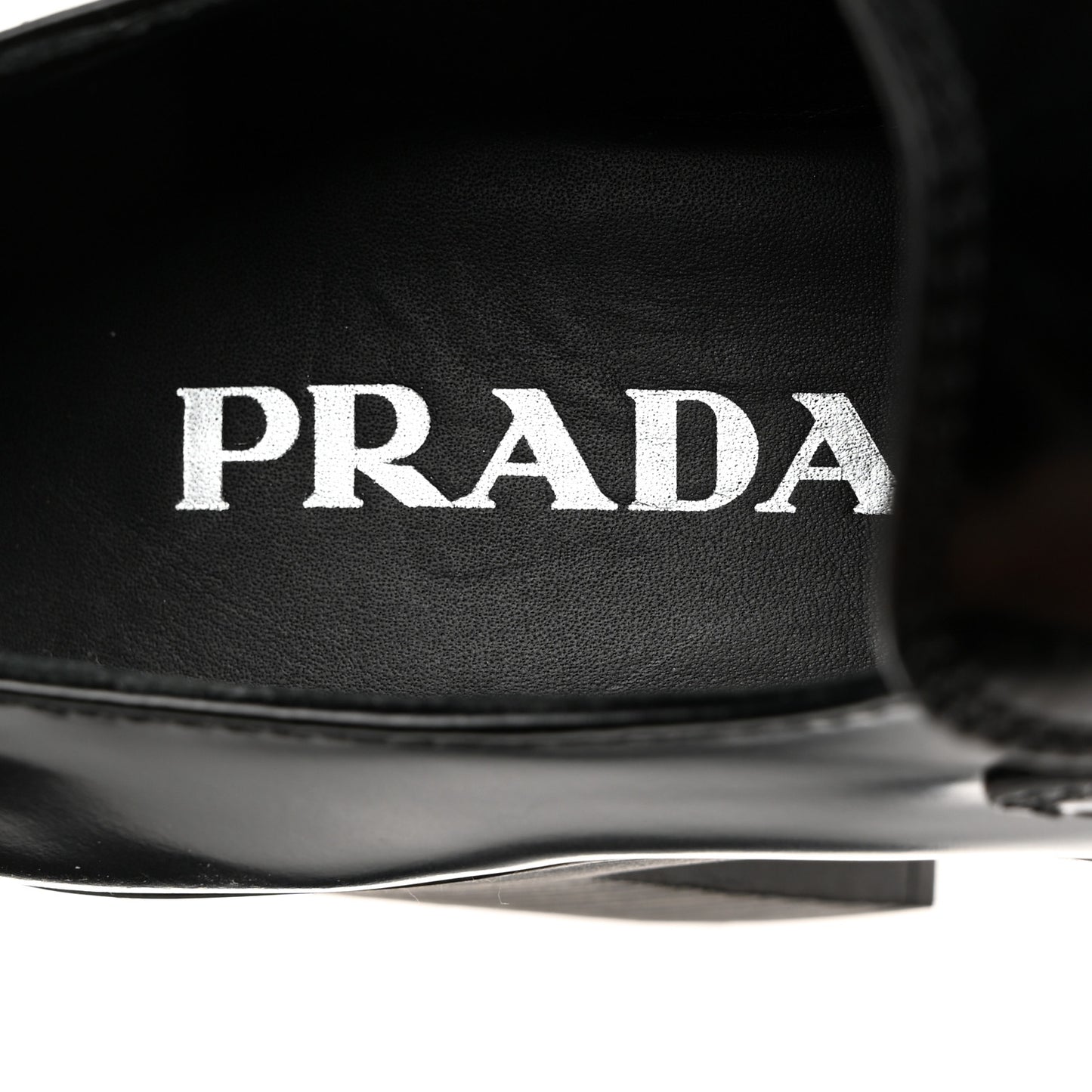 Spazzolato Metal Triangle Logo 85mm Loafers 36.5 Black