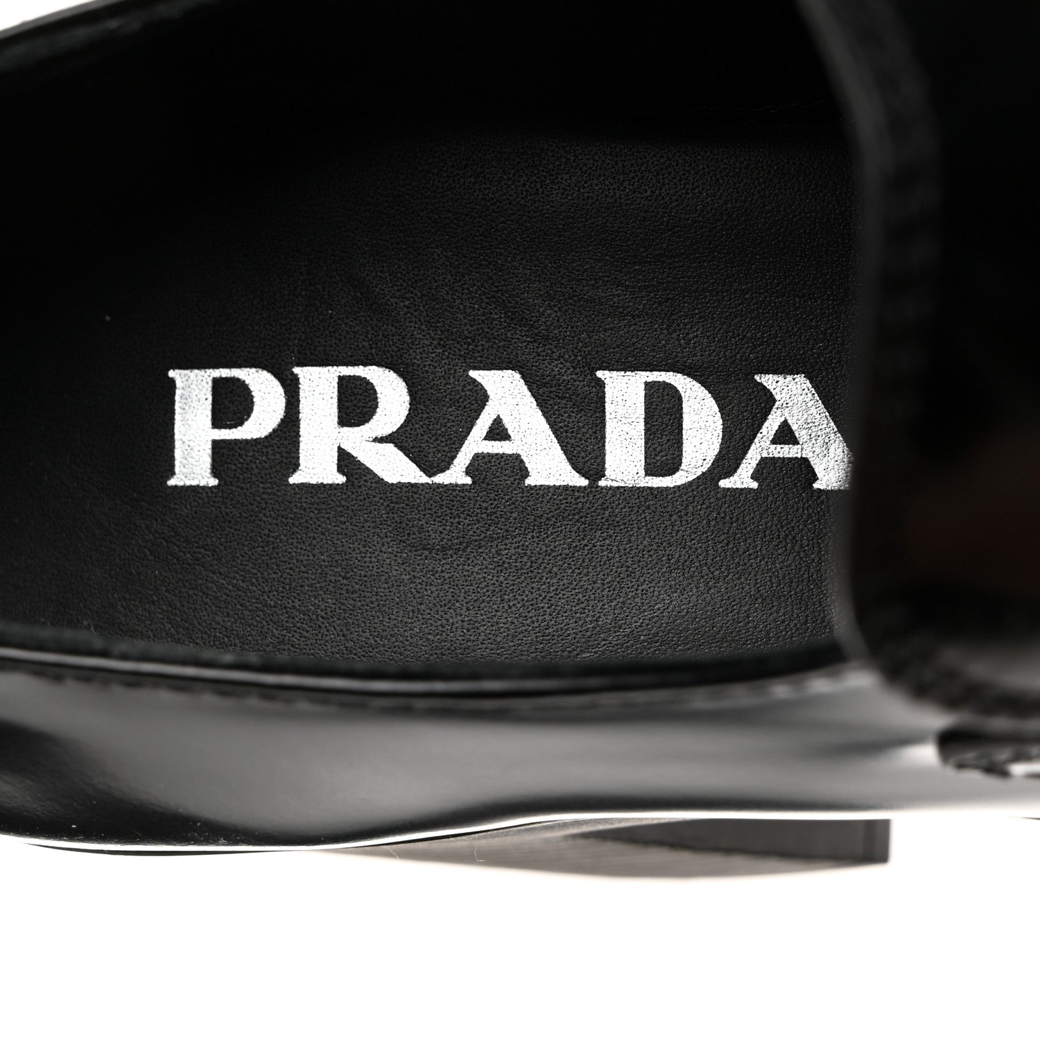 Prada Spazzolato Metal Triangle Logo 85mm Loafers 36.5 Black 6 of 8