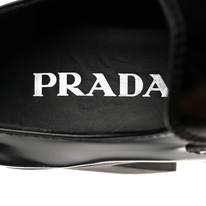 Prada Spazzolato Metal Triangle Logo 85mm Loafers 36.5 Black 6 of 8