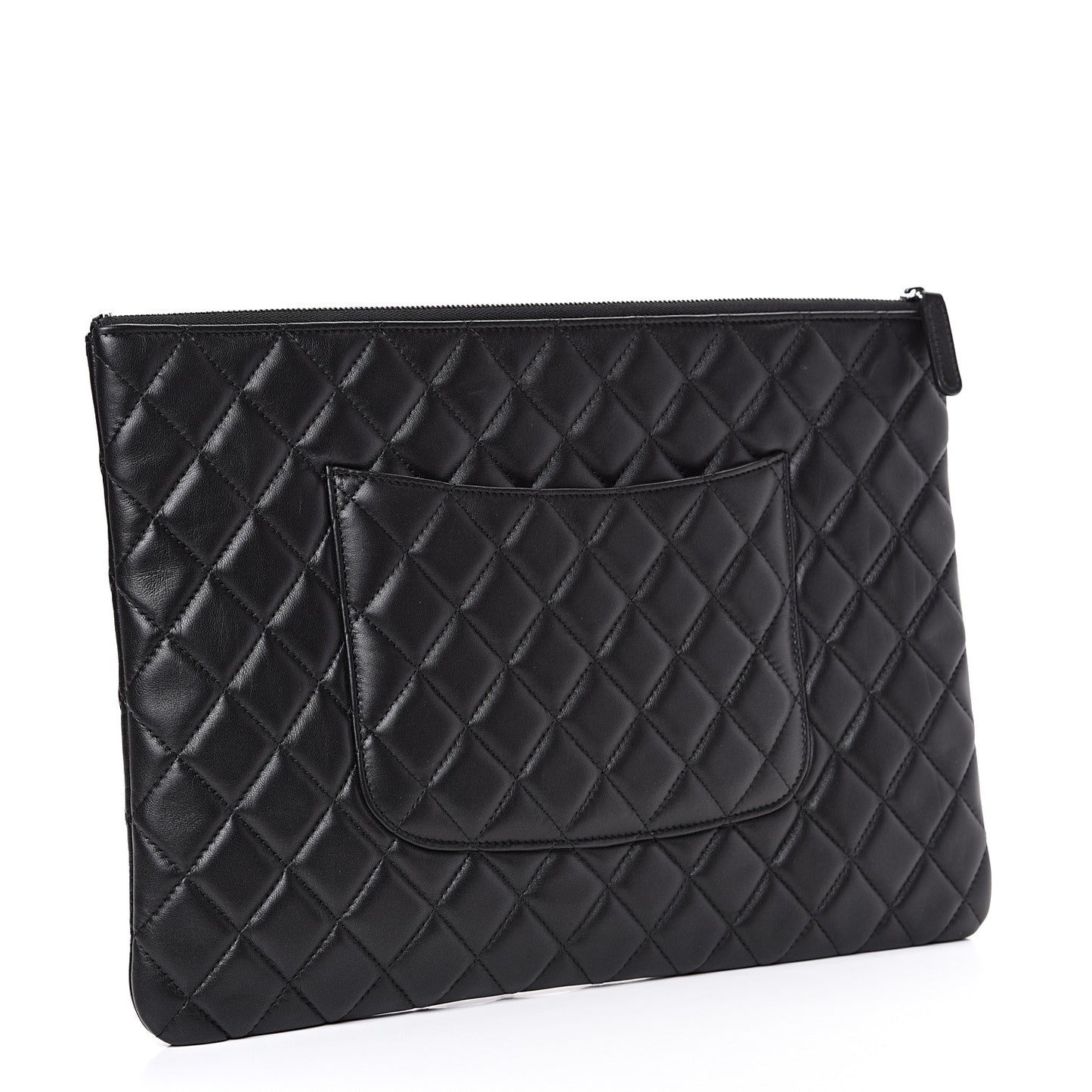 Lambskin Quilted Large Cosmetic Case Black