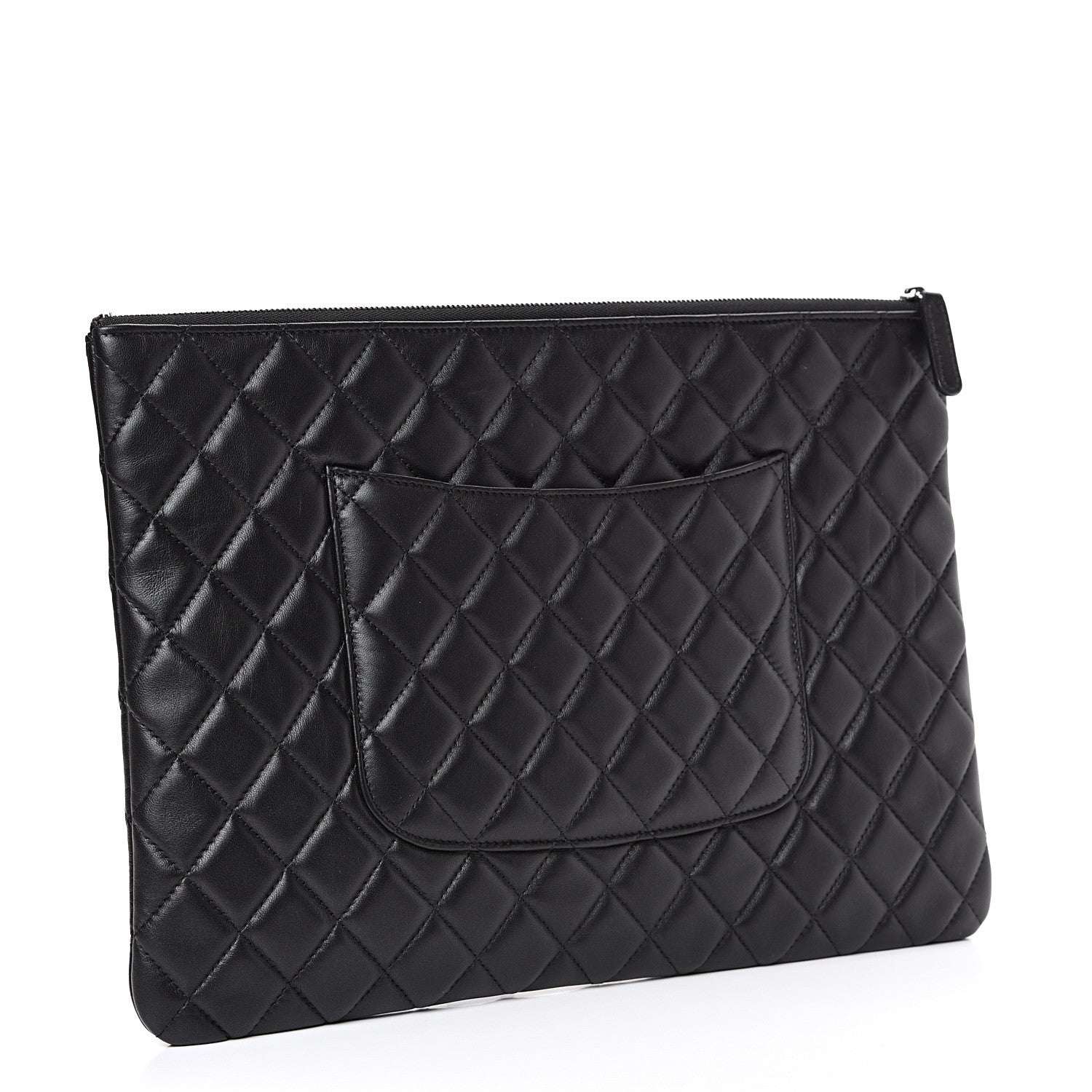 Chanel Lambskin Quilted Large Cosmetic Case Black 2 of 7