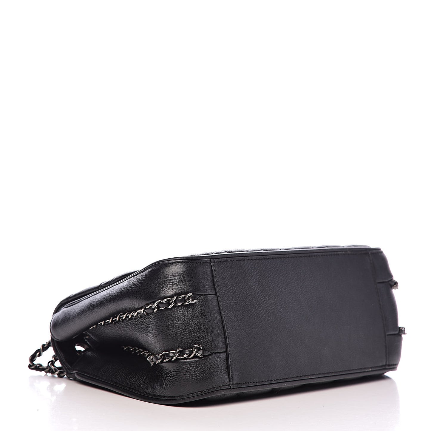 Calfskin Quilted Medium Frame In Chain Flap Black