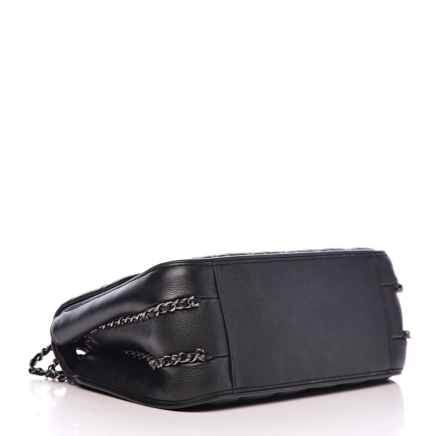 Chanel Calfskin Quilted Medium Frame In Chain Flap Black 4 of 12