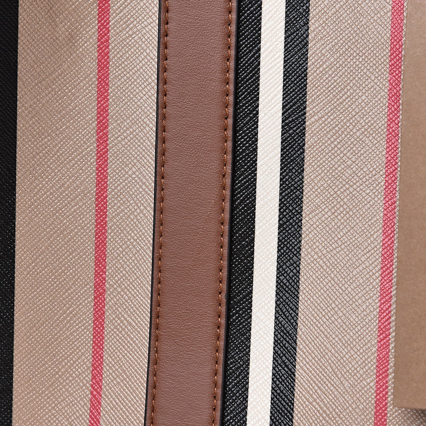 E-Canvas Stripe Small Portrait Tote Bag Brown