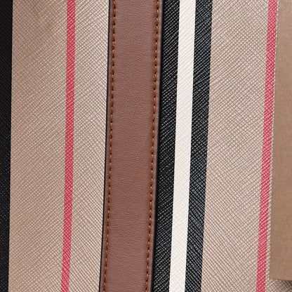 Burberry E-Canvas Stripe Small Portrait Tote Bag Brown 12 of 13