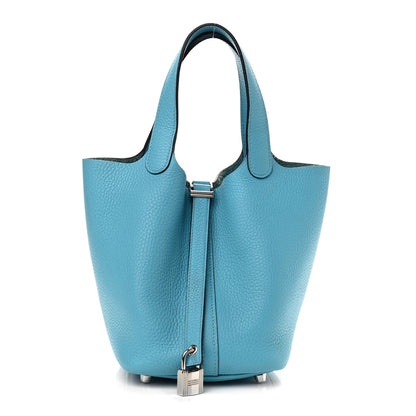 Hermes Taurillon Clemence Picotin Lock 18 PM Bleu Du Nord 1 of 9