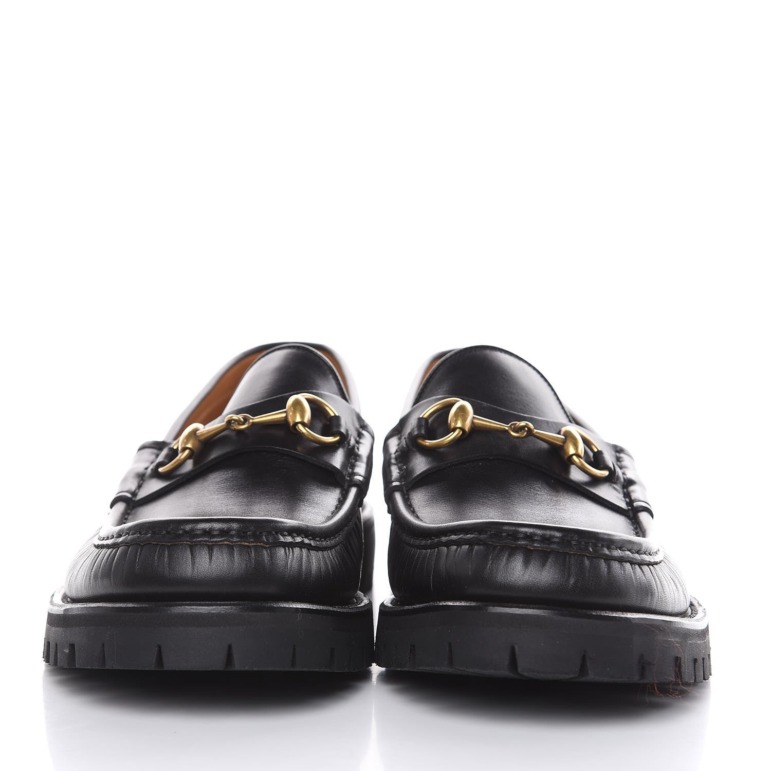 Gucci Calfskin Cirano Lux Mens Horsebit Lug Sole Loafers 7.5 Black 2 of 9