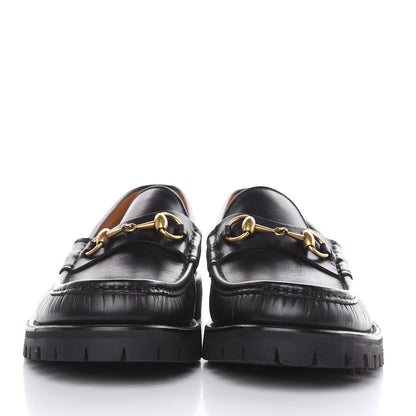 Gucci Calfskin Cirano Lux Mens Horsebit Lug Sole Loafers 7.5 Black 2 of 9
