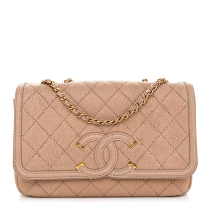 Chanel Caviar Quilted Small CC Filigree Flap Beige 1 of 10