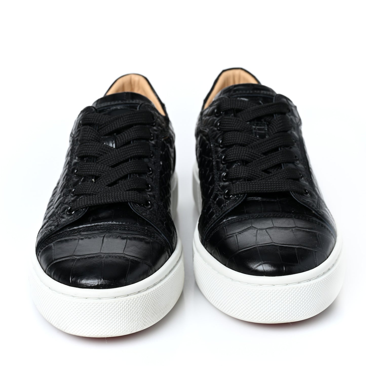 Calfskin Alligator Embossed Vieirissima Orlato Flat Sneakers 39 Black