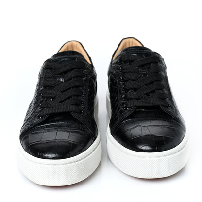 Christian Louboutin Calfskin Alligator Embossed Vieirissima Orlato Flat Sneakers 39 Black 2 of 7