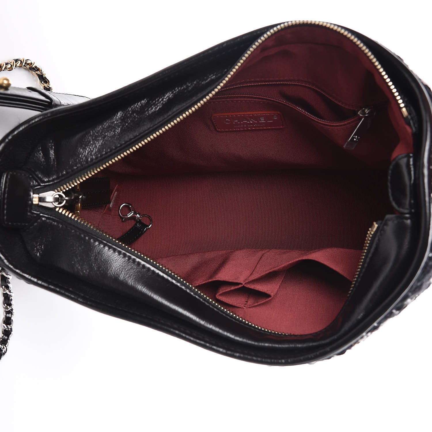 Chanel Tweed Calfskin Quilted Medium Gabrielle Hobo Black White 5 of 13