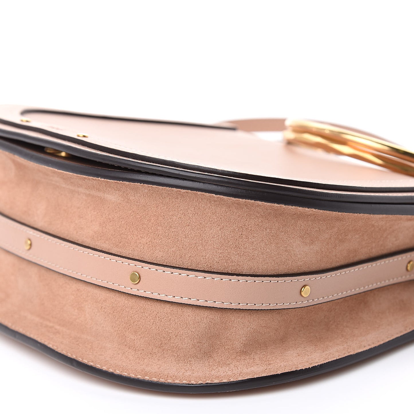 Calfskin Suede Medium Nile Bracelet Bag Biscotti Beige