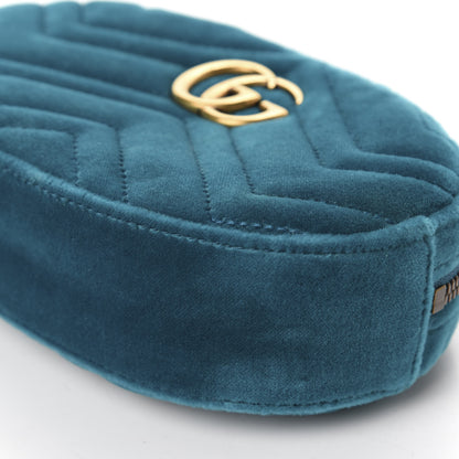 Gucci Velvet Matelasse GG Marmont Belt Bag 65 26 Pavone Cyan 7 of 12