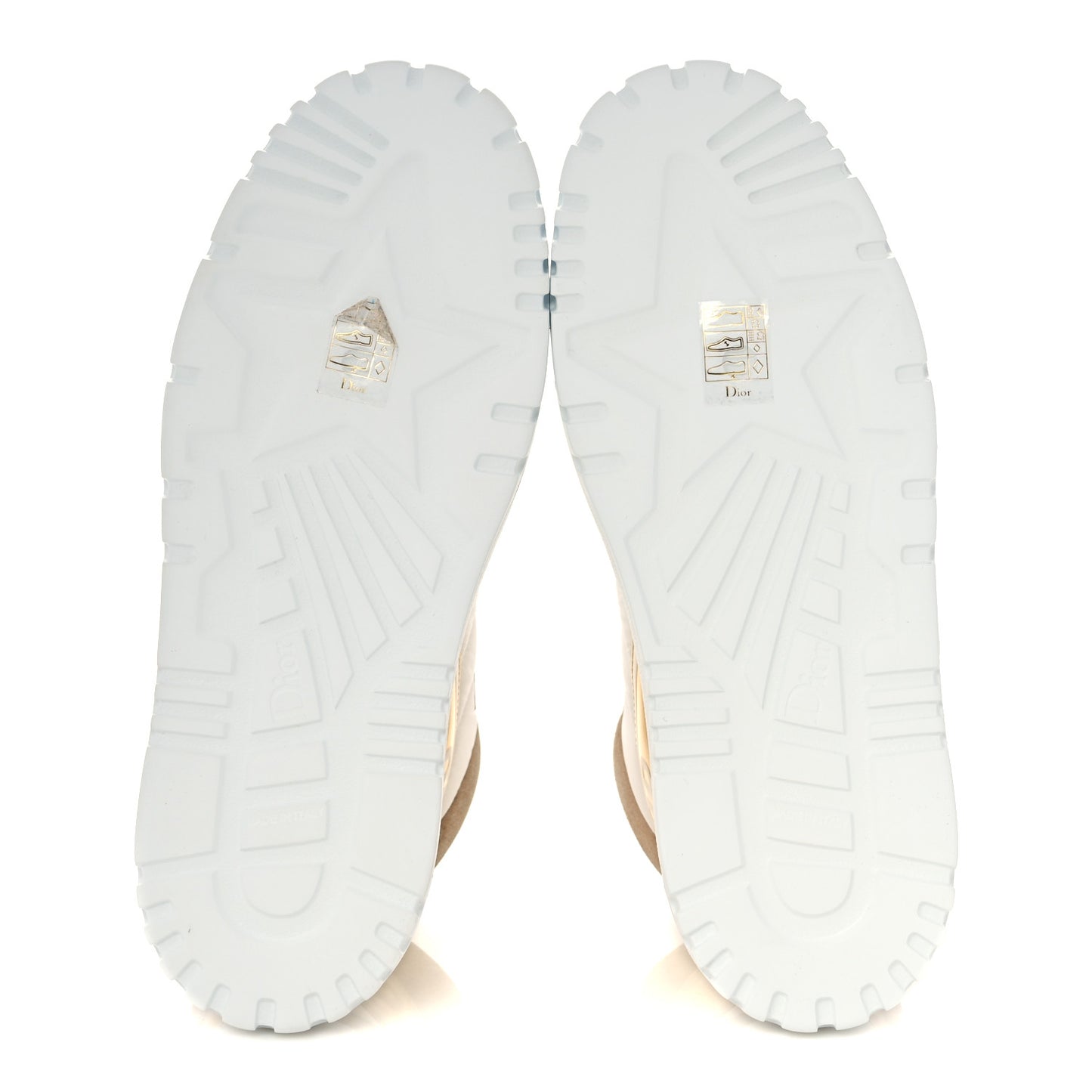 Nylon Laminated Calfskin Womens D-Player High Top Sneakers 37.5 White Gold