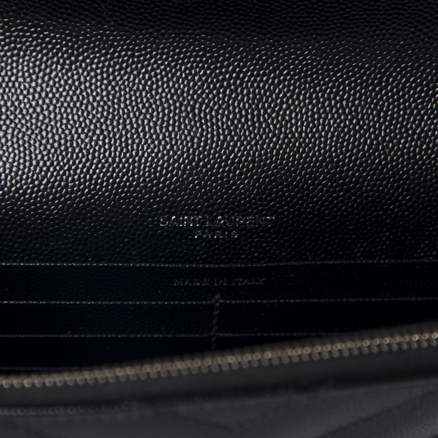 Saint Laurent Grain De Poudre Matelasse Chevron Monogram Envelope Chain Wallet Black 8 of 11
