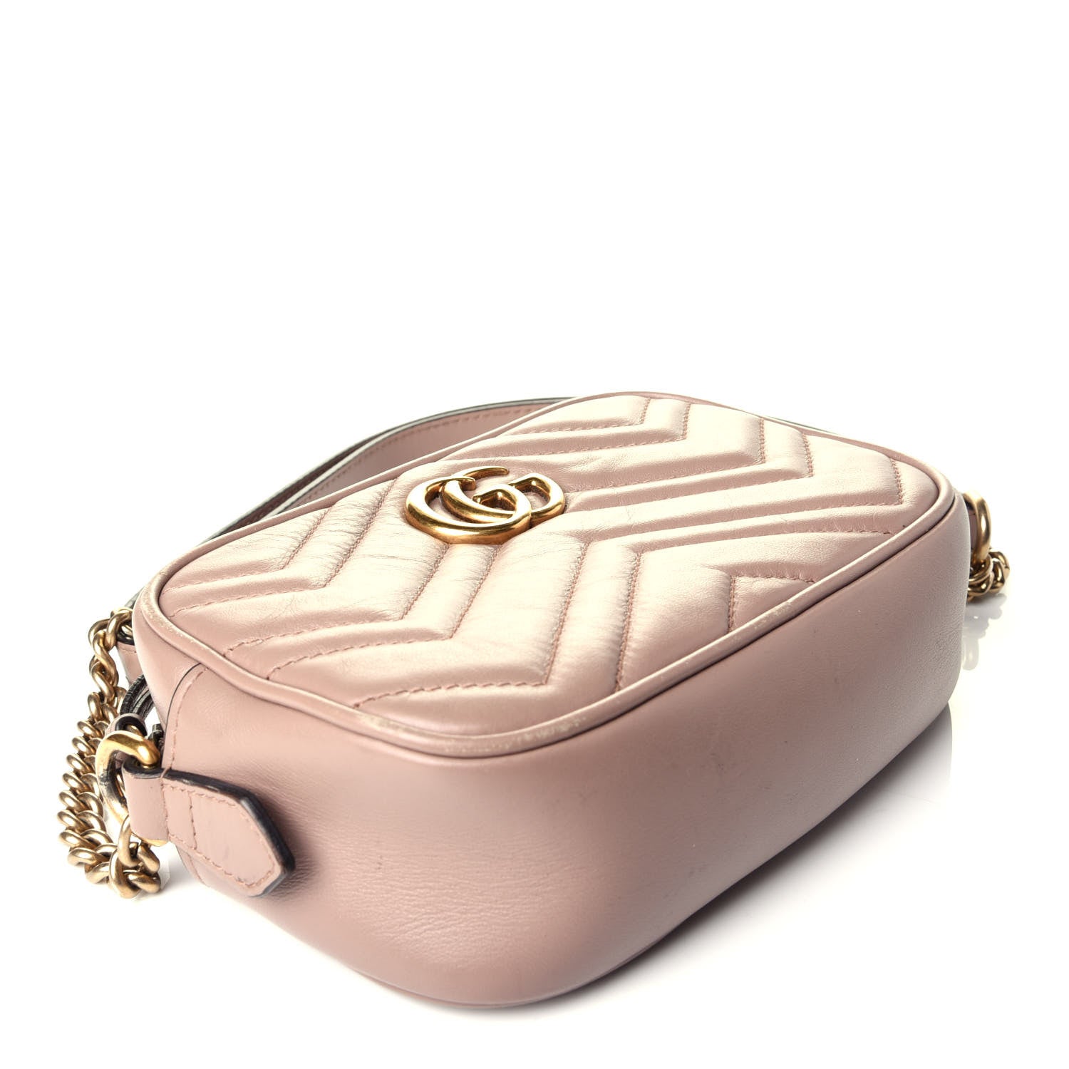 Gucci Calfskin Matelasse Mini GG Marmont Chain Shoulder Bag Porcelain Rose 6 of 17