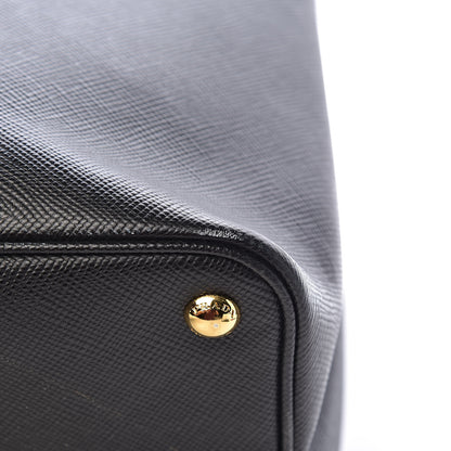 Prada Saffiano Cuir Large Double Bag Black Fuoco 13 of 15