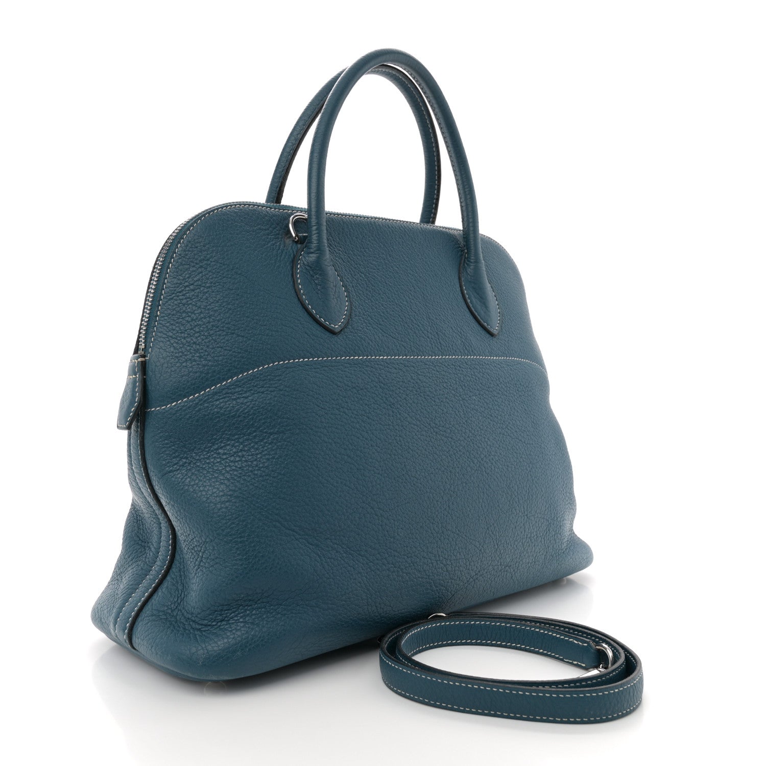 Hermes Taurillon Clemence Bolide 35 Bleu Agate 3 of 16