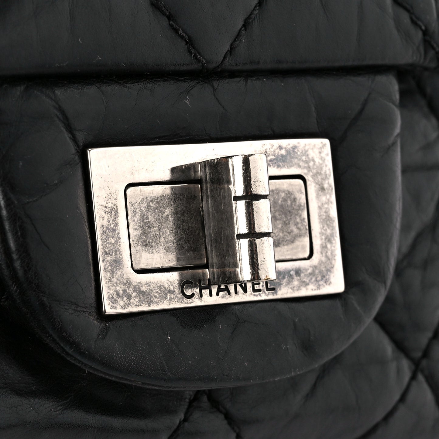 Aged Calfskin Quilted 2.55 Reissue 227 Flap Black