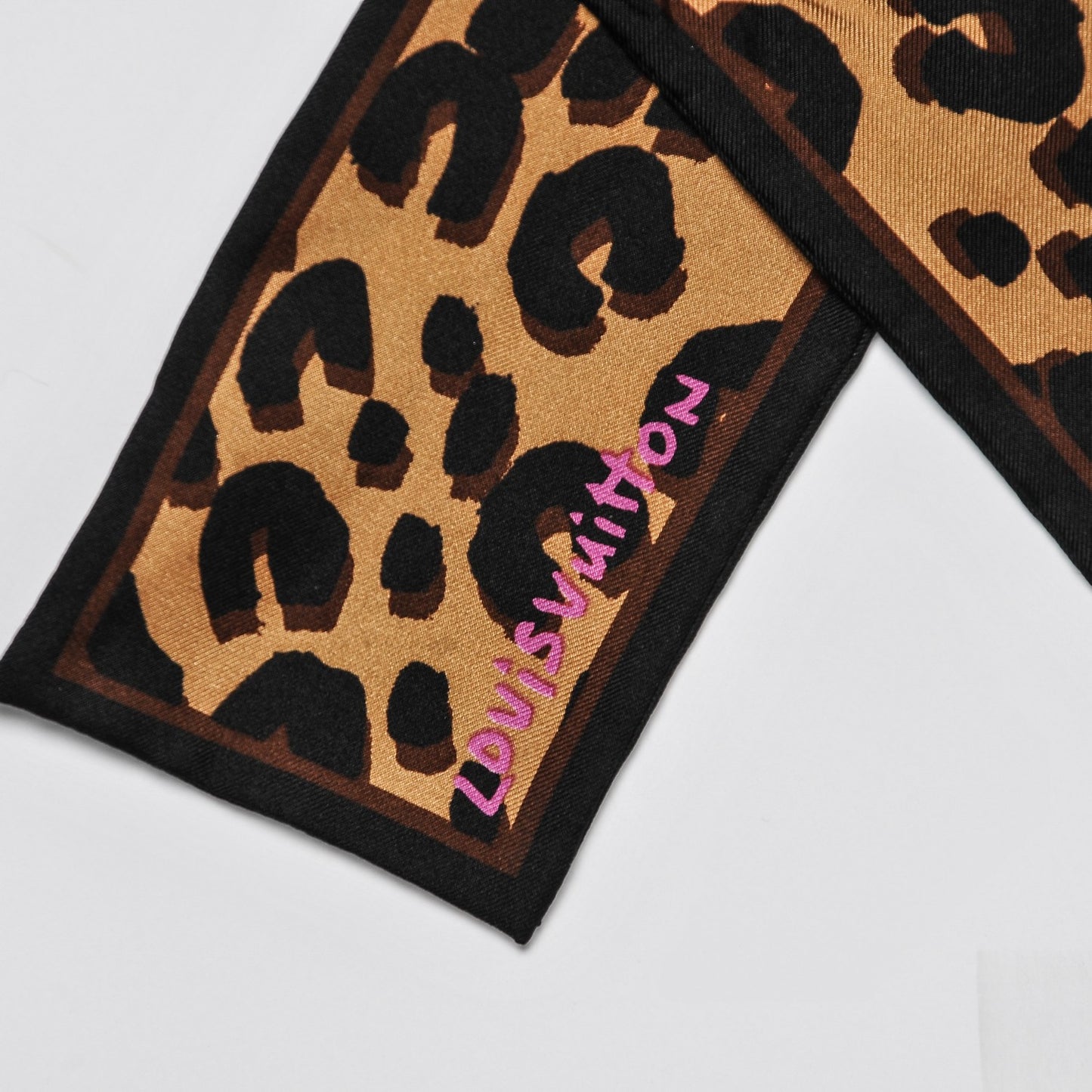 Silk Leopard Bandeau Scarf Marron