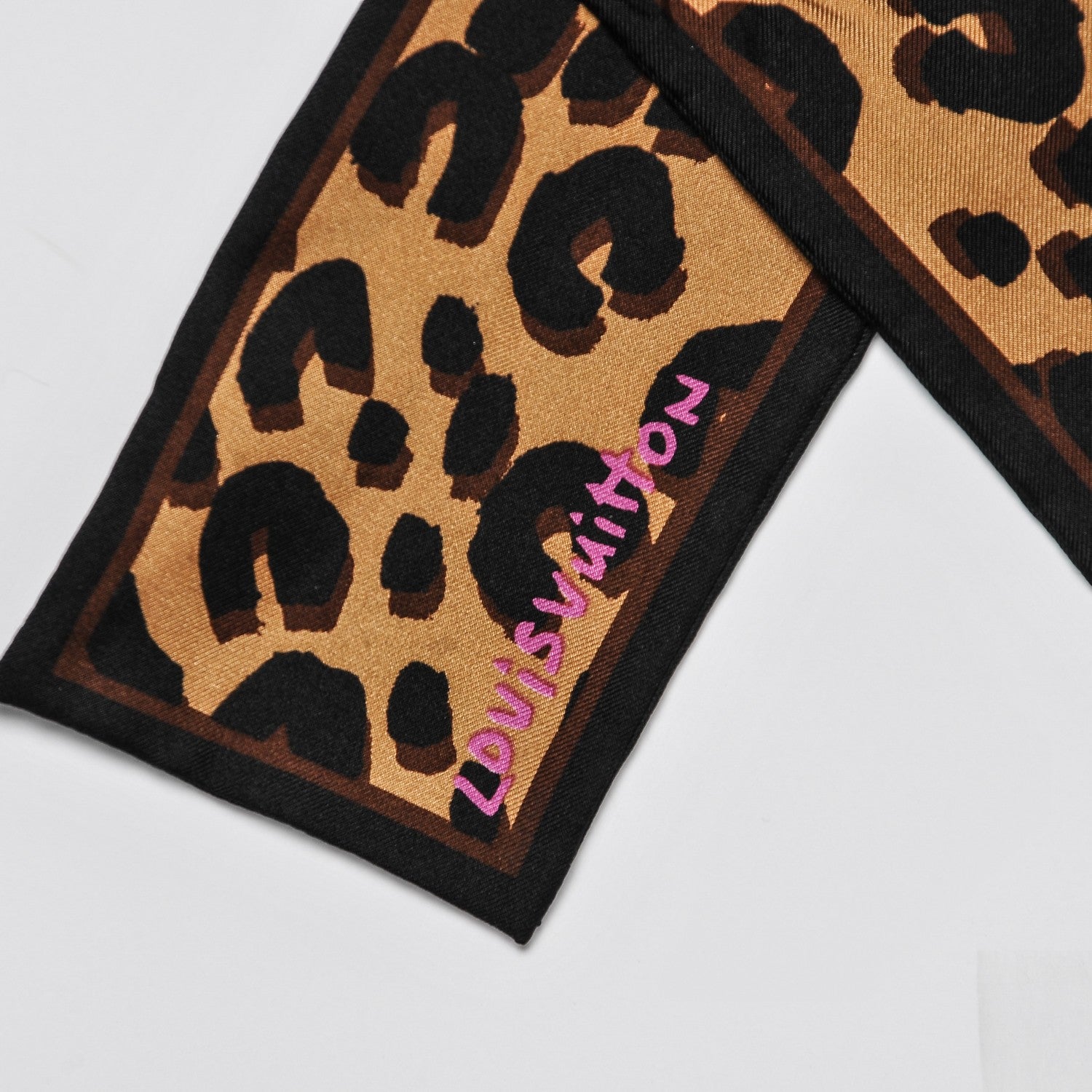 Louis Vuitton Silk Leopard Bandeau Scarf Marron 3 of 5