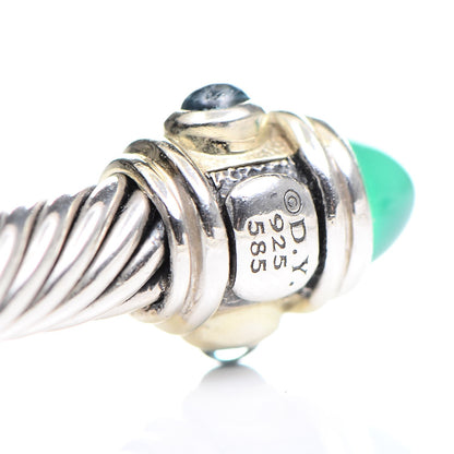 David Yurman Sterling Silver 14K Yellow Gold Green Onyx Chrome Diopside Hampton Blue Topaz 5mm Cable Renaissance Bracelet 4 of 5
