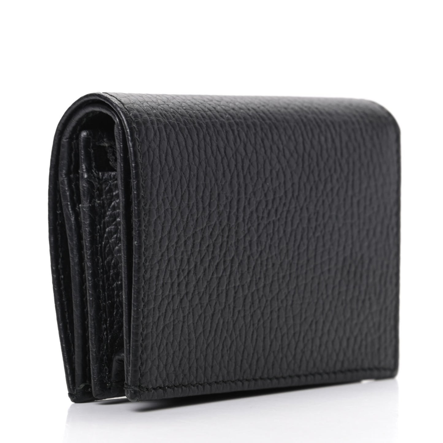 Pebbled Calfskin GG Marmont Card Case Black