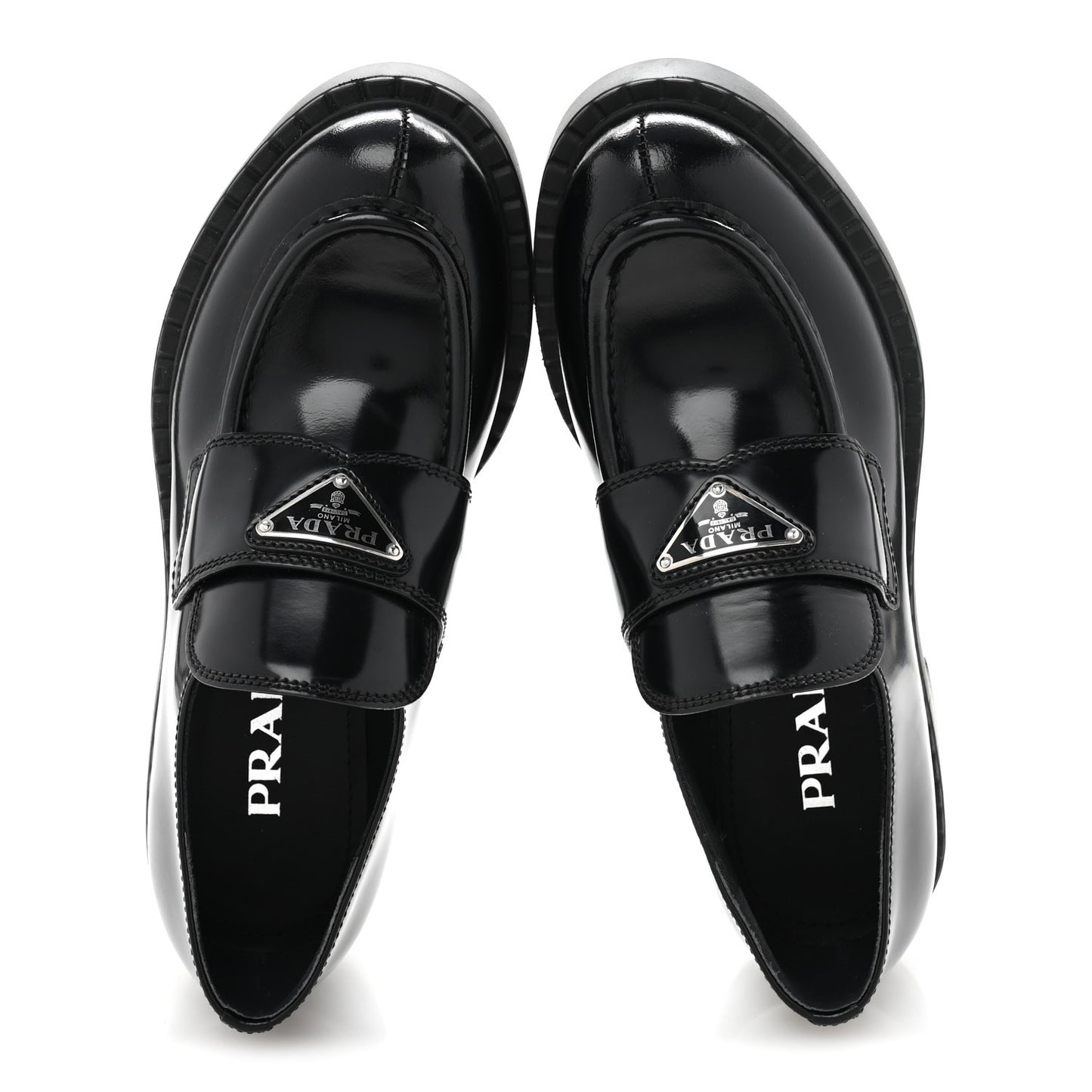 Spazzolato Metal Triangle Logo 50mm Loafers 36 Black