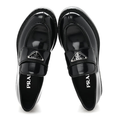 Prada Spazzolato Metal Triangle Logo 50mm Loafers 36 Black 2 of 10