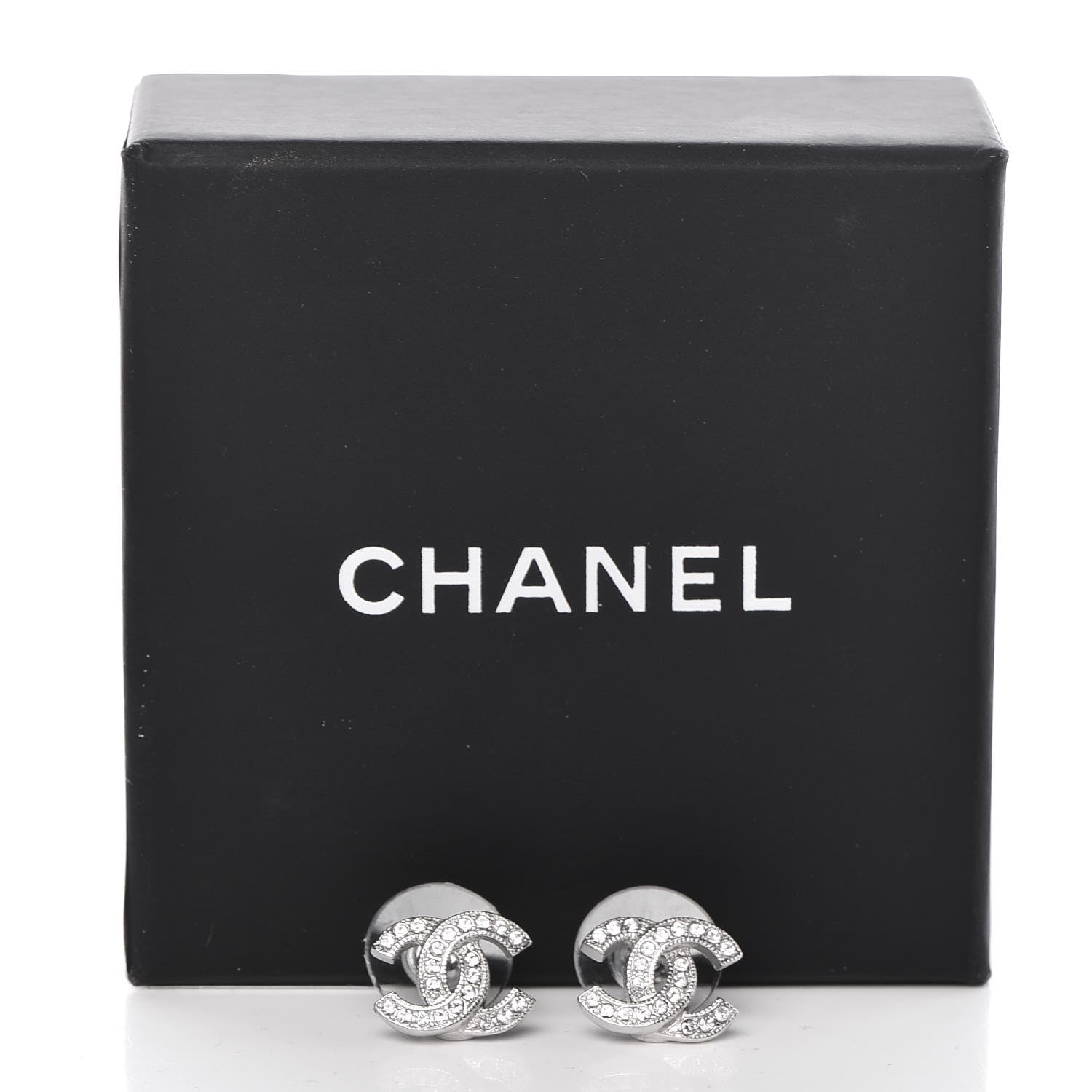 Chanel Crystal Mini Timeless CC Earrings Silver 5 of 5