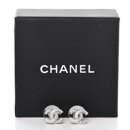 Chanel Crystal Mini Timeless CC Earrings Silver 5 of 5