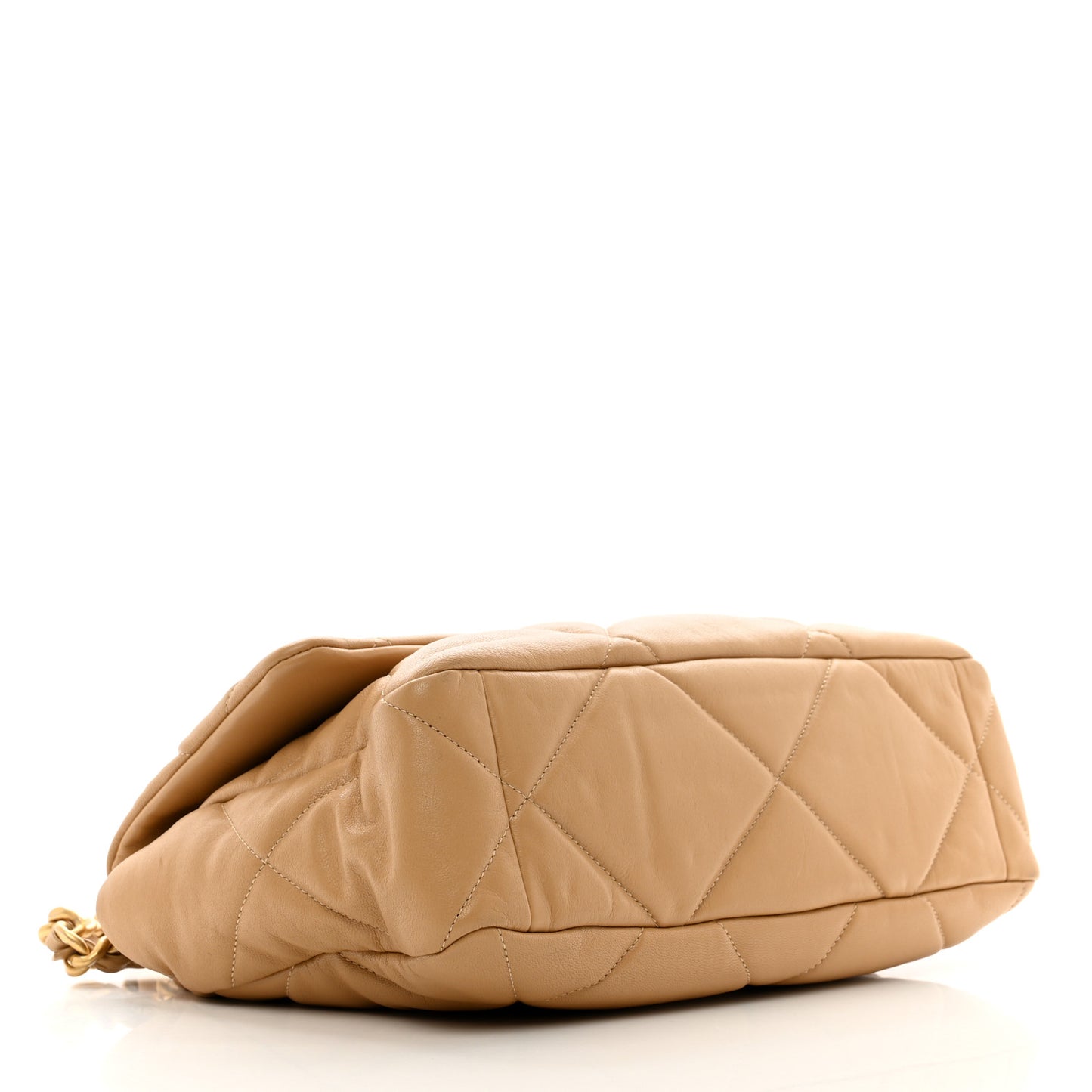 Lambskin Quilted Large Chanel 19 Flap Dark Beige