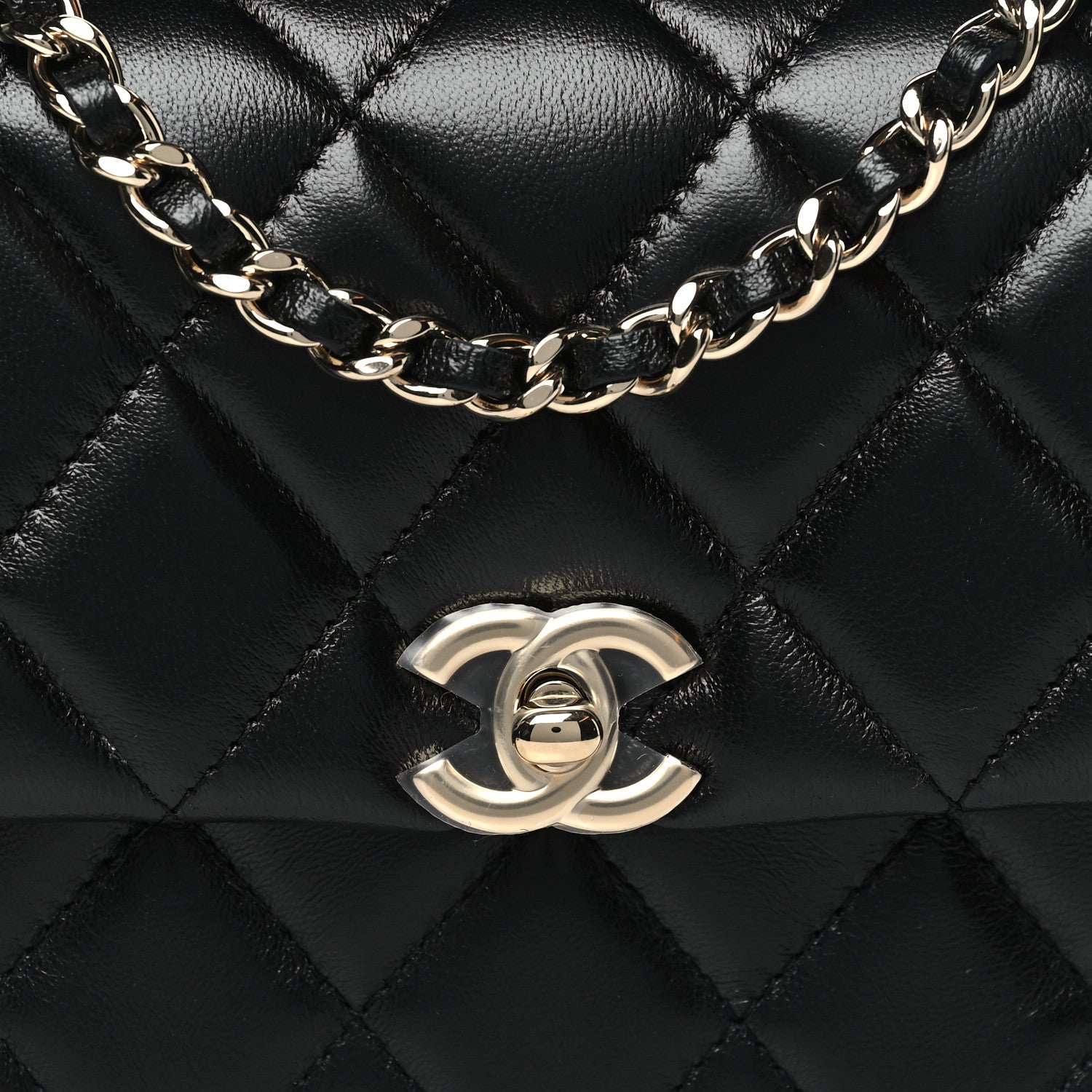 Chanel Lambskin Quilted Rectangular Clutch With Chain Black 8 of 11