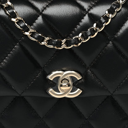 Chanel Lambskin Quilted Rectangular Clutch With Chain Black 8 of 11