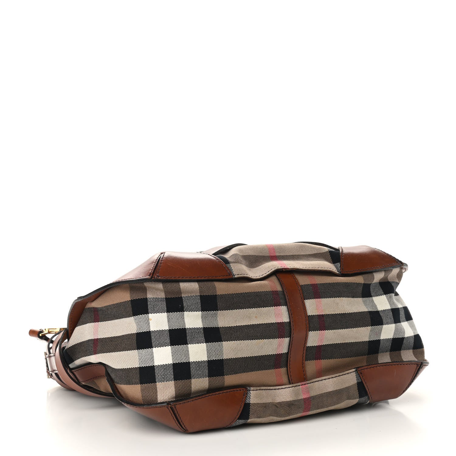 Burberry House Check Bridle Calfskin Small Dutton Hobo Light Tan 4 of 19