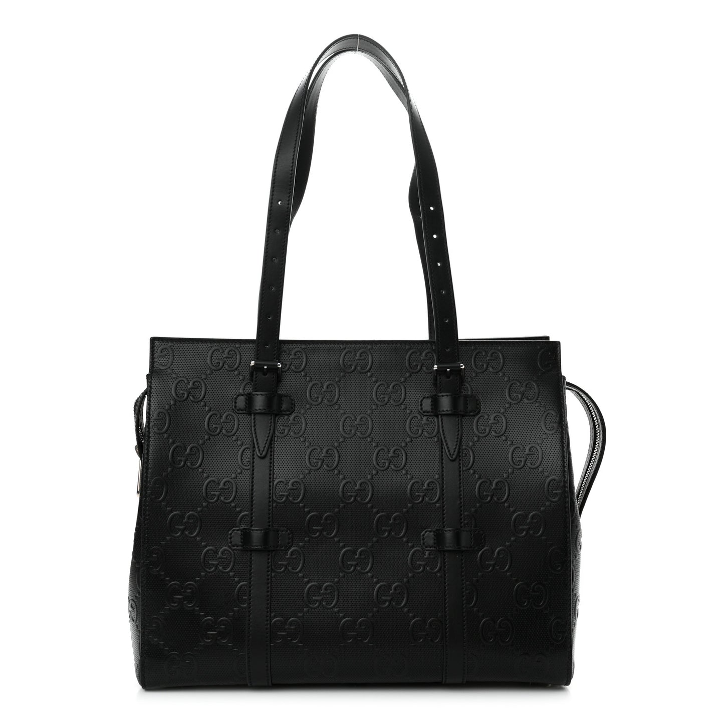 Calfskin GG Tennis Embossed Tote Bag Black