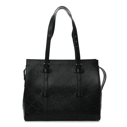Gucci Calfskin GG Tennis Embossed Tote Bag Black 1 of 10