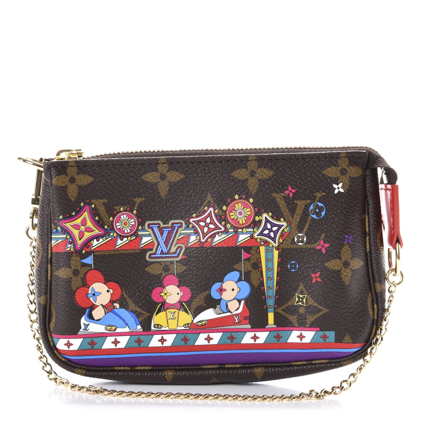 Monogram 2020 Christmas Animation Bumper Cars Mini Pochette Accessories Coquelicot
