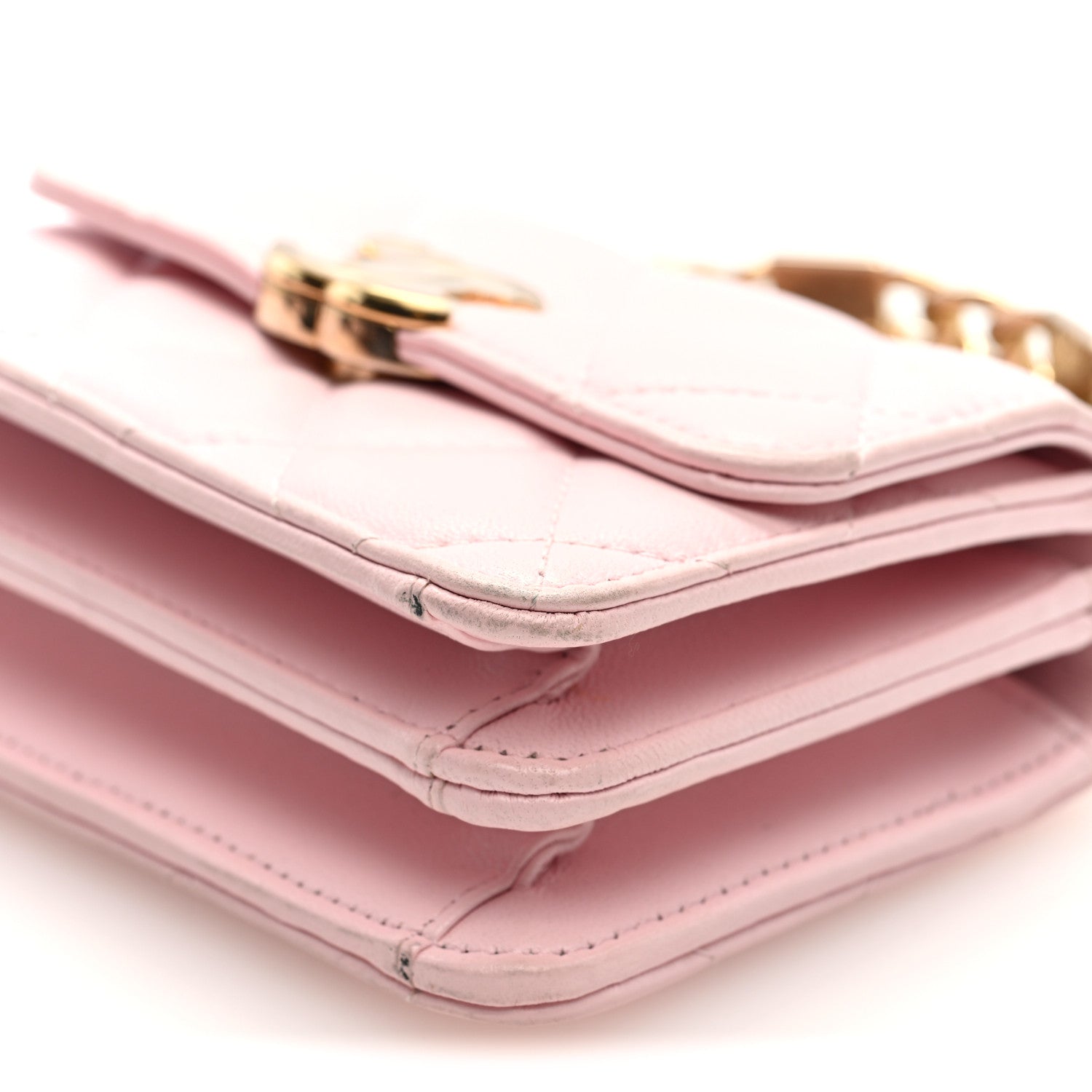 Chanel Lambskin Quilted Pick Me Up Clutch With Chain Pink 10 of 10