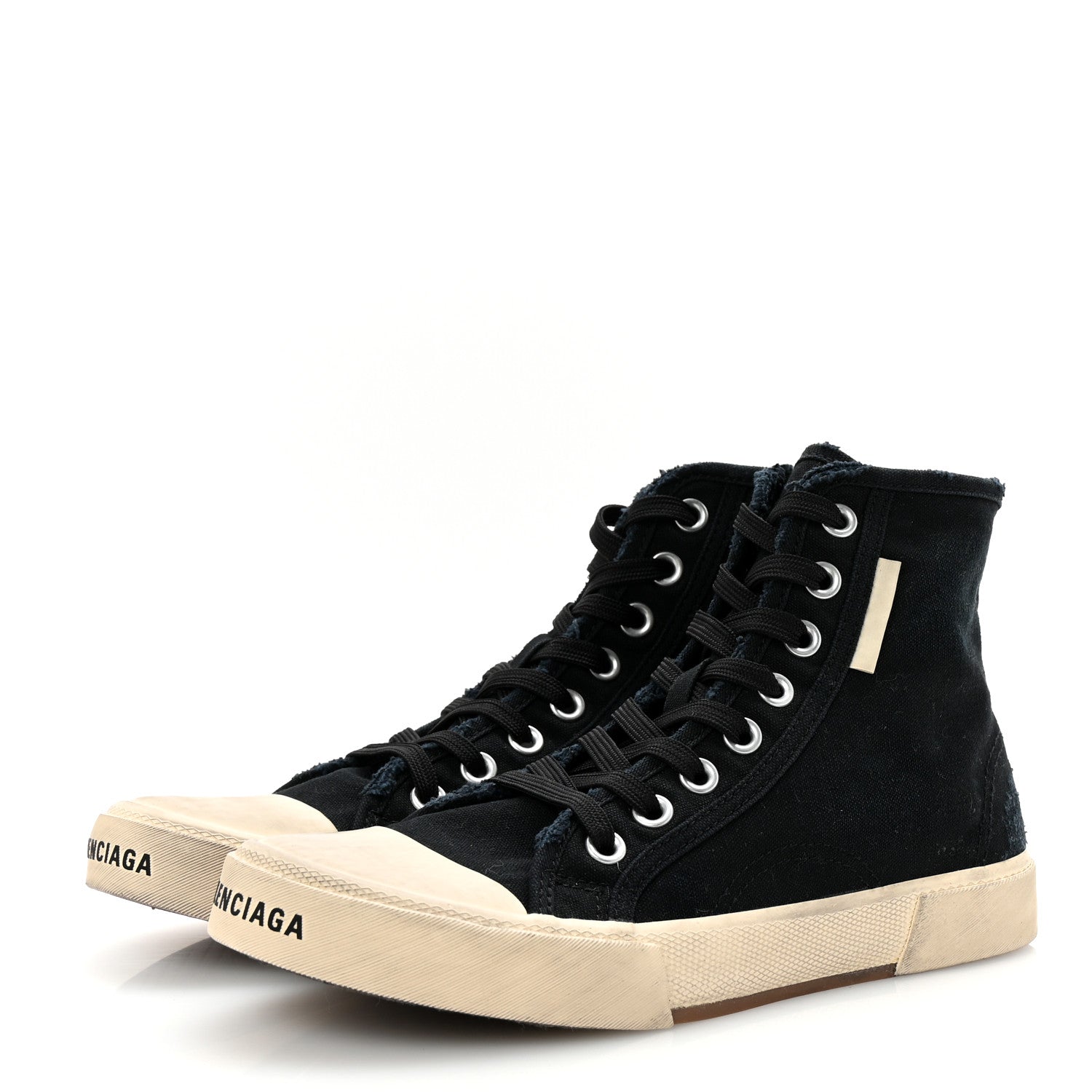 Balenciaga Canvas Distressed Womens Paris High Top Sneakers 38 Black 4 of 9