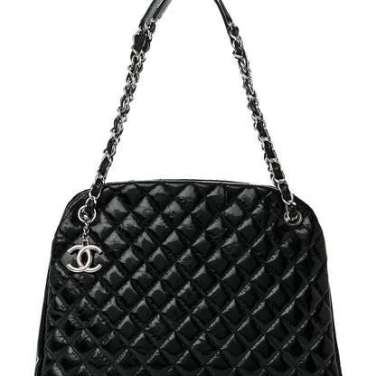 Chanel Glazed Calfskin Quilted Large Just Mademoiselle Bowling Bag Black 8 of 10