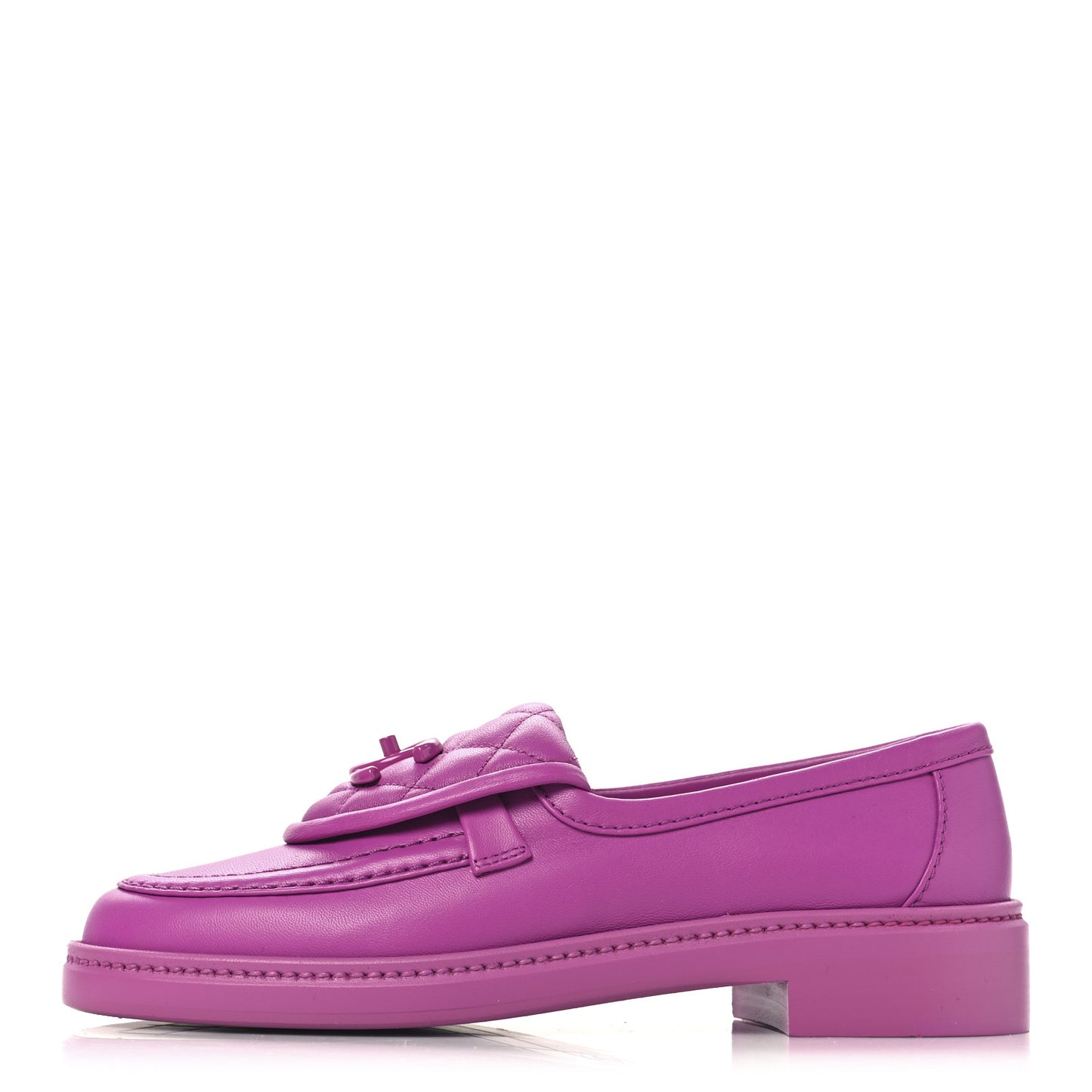 Lambskin Quilted CC Turnlock Loafers 35.5 Fuchsia