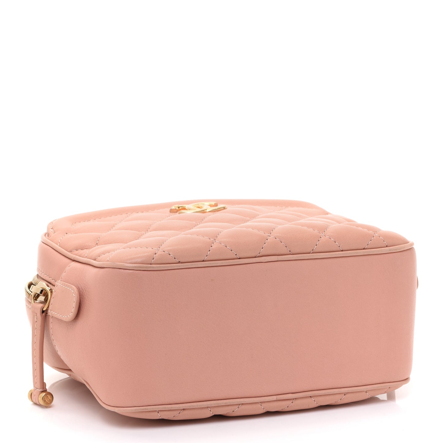 Calfskin Quilted CC Small Vanity Case Dark Beige