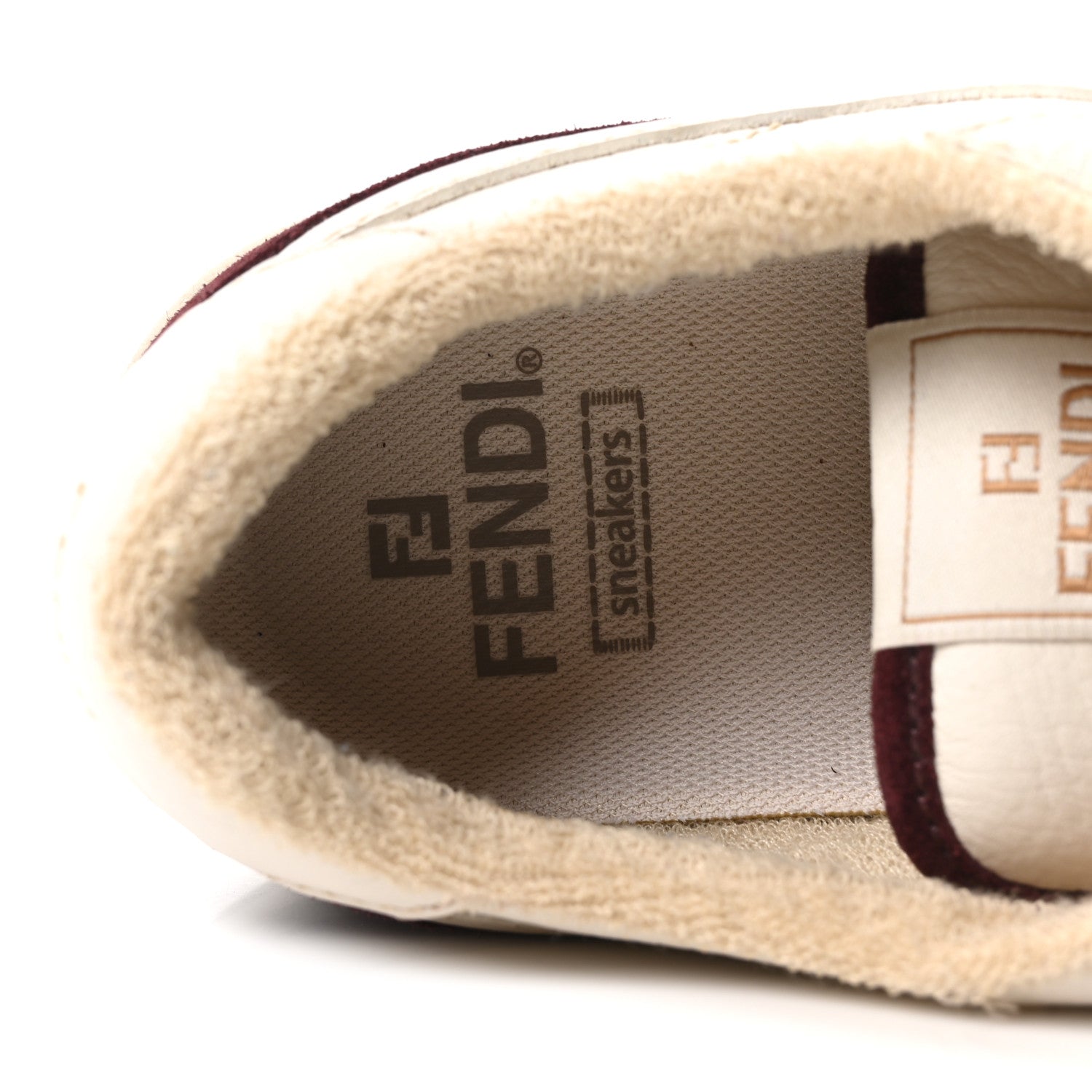 Fendi Grained Calfskin Mens Fendi Match Low Top Sneakers 7 White Burgundy Amber 8 of 8