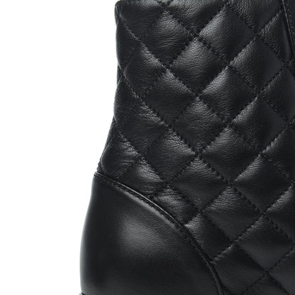 Chanel Shiny Lambskin Quilted Lace Up Combat Boots 36.5 Black 15 of 17