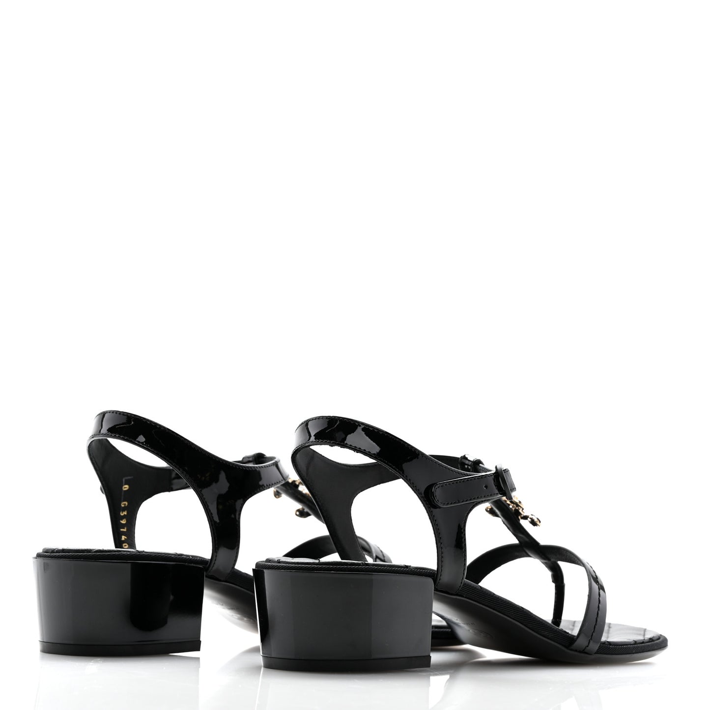 Patent CC Logo Thong Sandals 39.5 Black