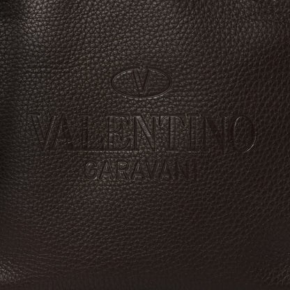 Valentino Garavani Pebbled Calfskin Roman Stud Logo Crossbody Pouch Brown 7 of 9